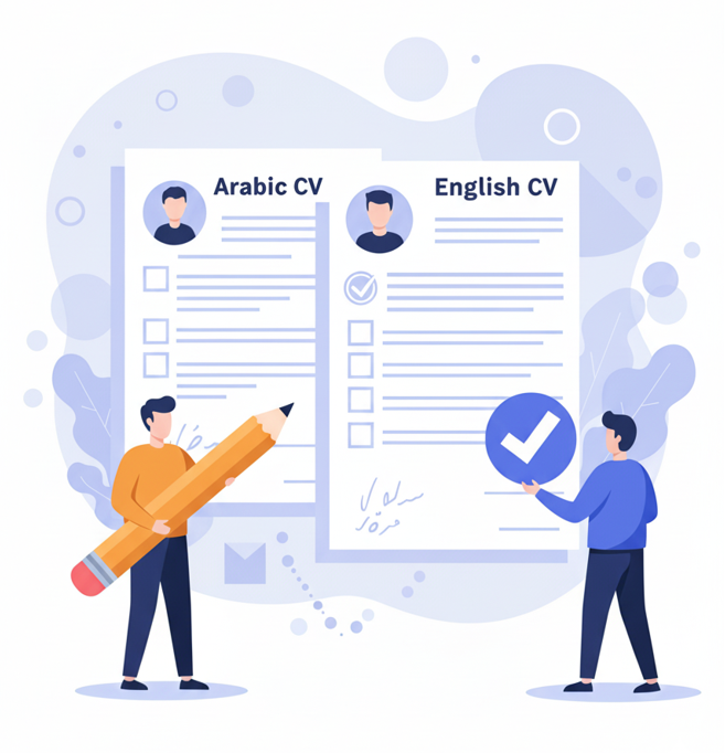 تصميم سيرة ذاتية لغتين